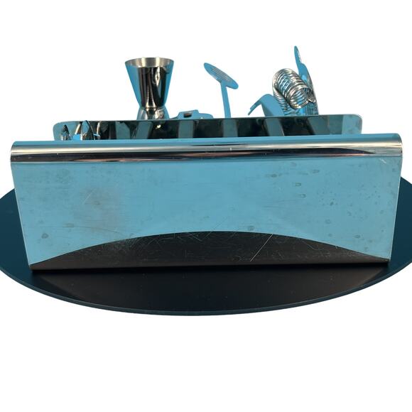 Stainless Steel Bar Tools Six Piece Set and Stand Cocktail Party Bartender Drink - Picture 10 of 13